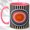 Pink, variant on Retro Circle Coffee Mug, Geometric Stripe Mug, Ceramic 11 oz