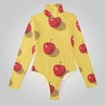 thumbnail image 2 of Red Apples in Yellow Women's Bodysuit Jumpsuit Mock Turtle Neck Long Sleeve TopsOne Piece Leotards Shirt Yoga Outfits, 2 of 8