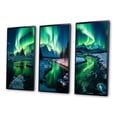 thumbnail image 3 of Designart "Aurora Borealis Captivating Arctic Mountains VI" Northern Lights Framed Wall Art Set Of 3 - Green Traditional Frame Canvas Set For Living Room Decor, 3 of 6
