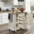 thumbnail image 4 of Homestyles Seaside Lodge Wood Kitchen Cart with Stainless Steel Top in Off White, 4 of 7