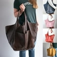 thumbnail image 2 of Oversized Bag Solid Color Large Capacity Faux Leather Vintage Foldable Tote for Vacation, 2 of 10