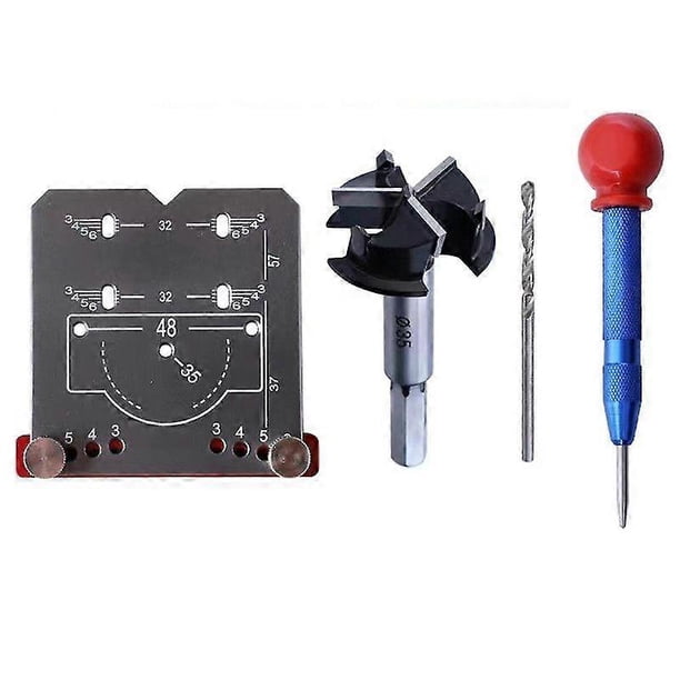 Kit de plantilla para bisagras ocultas de carpintería, aleación de aluminio, plantilla de orificio para bisagra de 35 mm para montaje de bisagras de puertas y armarios.