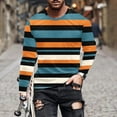 thumbnail image 3 of ZCFZJW Fall Crewneck Sweatshirts for Men Colorful Striped Print Long Sleeve Graphic Athletic T-Shirts Loose Lightweight Casual Pullover Tops Multicolor#02 M, 3 of 6