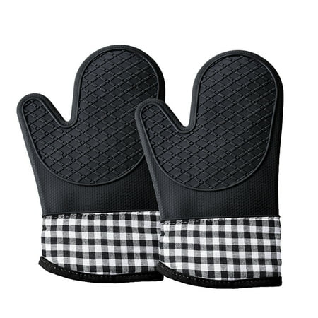

1 Pc Heats Resistant Glove Kitchen Gloves Nonslip Microwave Oven Anti-scalding Cooking High Temperature Mitts for Bakery Black