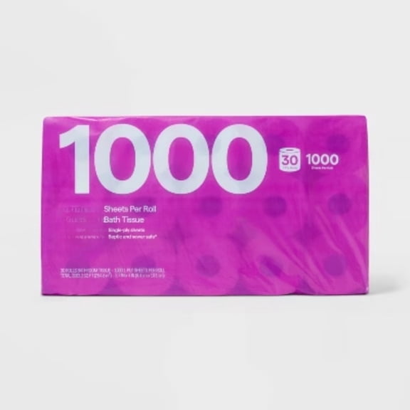 1000ct Septic Safe 1-Ply Toilet Paper -