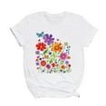 thumbnail image 4 of Enjoytime T Shirts For Women Casual Short Sleeve Wildflower Floral Print Graphic Tee Tops Comfy Soft Woman's Tee Shirt Tops, 4 of 7