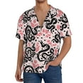 thumbnail image 3 of Vsdgher Black Snake Print Men's Wrinkle Free Untucked Cuban Shirt Business Casual Button Down Shirts Short Sleeve Shirt, 3 of 7