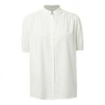 thumbnail image 5 of GEWSEY Womens Puff Sleeve Button Down Shirts Cotton Pleated Loose Fit Tops Summer Dressy Casual Blouses White, 2XL, 5 of 5