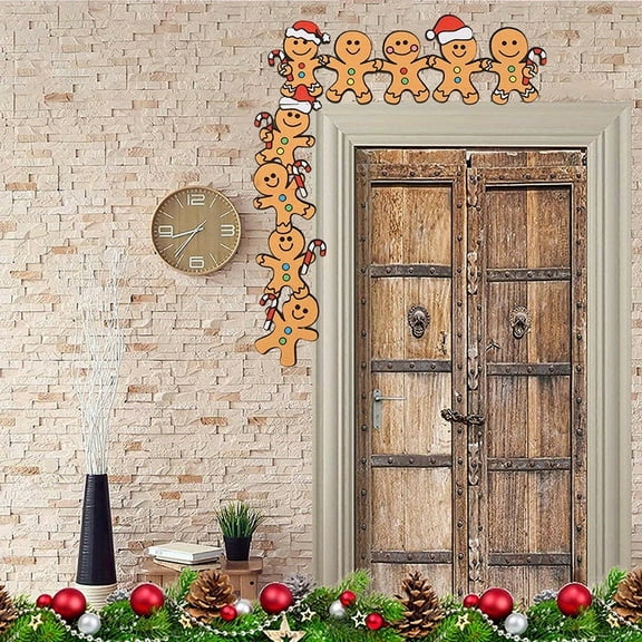 Gingerbread Man Door Sign - Rustic Metal Christmas Decor for Indoor/Outdoor Christmas Gifts  Festive Wall Art for Living Room & Office-Wall Pediments