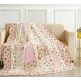 thumbnail image 4 of Original 100% Cotton Patchwork Quilt Twin Size Pink Floral Bedspread Coverlet Reversible Vintage Shabby Chic Quilted Throw Blanket Bed Quilt Cover for Couch Sofa, 4 of 8