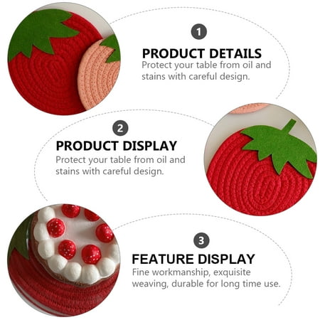 

Insulated Bowl Pad 1pc Strawberry Shape Cup Bowl Mat Heat-resistant Place Mat Woven Cotton Coaster
