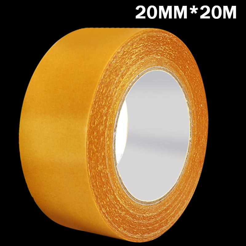 Double Sided Sticky Tape Mesh Cloth Duct Tape (L=20M,W=10mm-100mm) Yellow  White