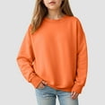 thumbnail image 2 of Ulanda Girls Oversized Crewneck Sweatshirts Kids Fashion Fleece Drop Shoulder Pullover 5-14 Years (Orange, 13-14 Years), 2 of 9