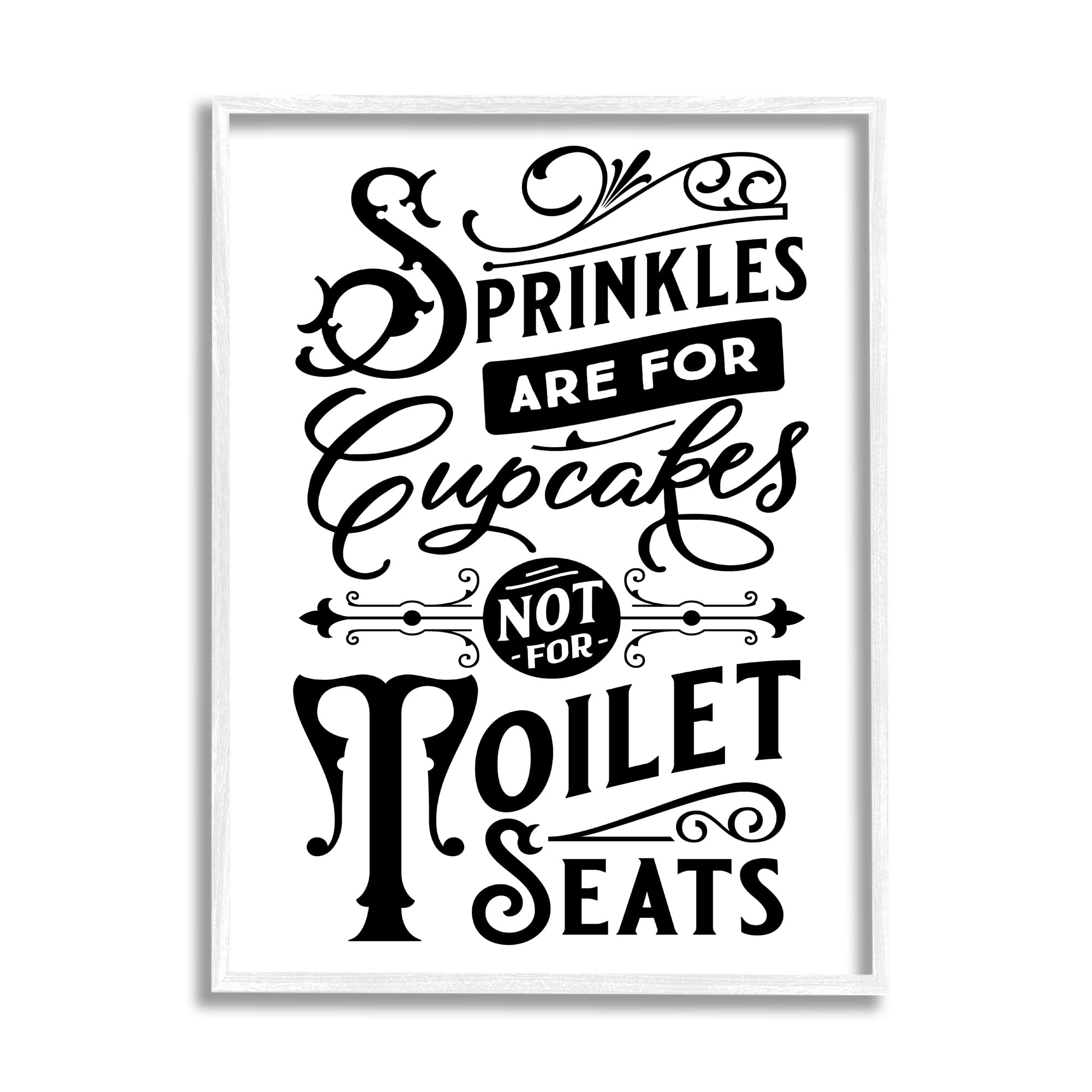 Stupell Industries Humorous Bathroom Toilet Seat Phrase Vintage Typography Graphic Art White Framed Art Print Wall Art, Design by Lettered and Lined
