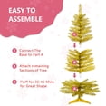 thumbnail image 4 of Mayhihi Gold 4ft Artificial Unlit Christmas Tree Mini Tinsel Style With 50 Warm String Lights For Indoor Holiday Display, 4 of 7