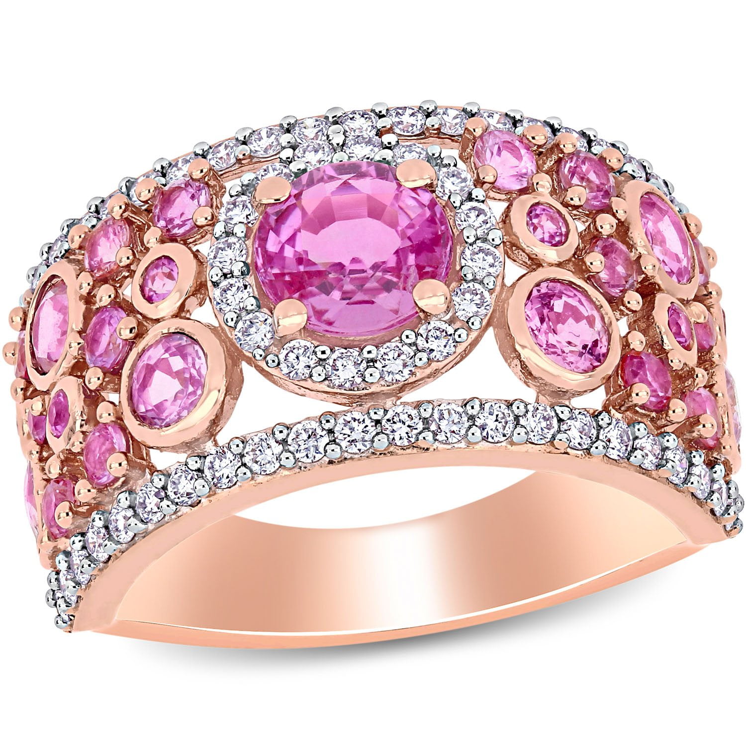 Pink Sapphire & 0.45 CT. T.W. Diamond Band in 14K Gold