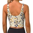 thumbnail image 3 of Bixox Women's Snake And Floral Pattern Fitness Navel Tank Top U-Back Yoga Tank Top Sweatshirt Sports Bra, 3 of 7