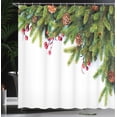 thumbnail image 3 of Ambesonne Christmas Shower Curtain, Tree Branches Cones, 69"Wx75"L, Green Brown, 3 of 4