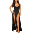 thumbnail image 2 of ZHOGXU Women's Dress Sleeveless V Neck Solid Color Side Split Fashion Comfortable Dresses For Nightclub Club Party,Black,L, 2 of 9