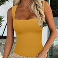 thumbnail image 6 of Black and Friday Clothing Sales Idoravan Women's Slimming Long Leg Bodysuit,Women's Sexy Seamless Neck Sleeveless Tapered Shoulder Strap Jumpsuit Yellow L, 6 of 9