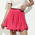 thumbnail image 5 of Elvqul Elastic Waist Skirts for Women Trendy Loose Pleated Solid Color Womens Mini Skirts Hot Pink, 5 of 7