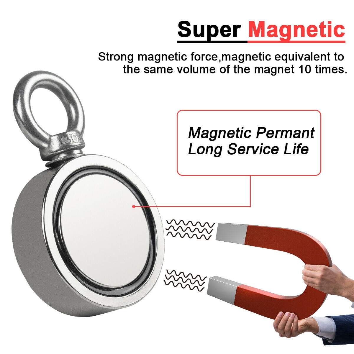 Magnet Fishing 400LB Fishing Magnet Kit With Rope & Gloves - Heavy Duty Neodymium Magnet For Treasure Hunting In Rivers/Lakes Uliber Swivel Magnet For Sale - Foto 4