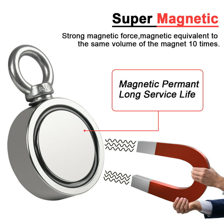 FISHING MAGNET KIT DOUBLE SIDE 400-1100LBS PULL FORCE STRONG NEODYMIUM +  ROPE + CARABINER