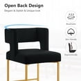 thumbnail image 3 of Peispie 26" H Counter Height Bar Stools Set of 2, Modern Velvet Barstools with Square Open Low Back and Gold Metal Frame, Padded Kitchen Island Chairs for Home Bar Dining Room, Black, 3 of 8