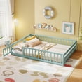 thumbnail image 6 of Costway Full Size Floor Bed with Full Length Safety Guardrails & Door for Boys, Girls Icy Aqua, 6 of 11