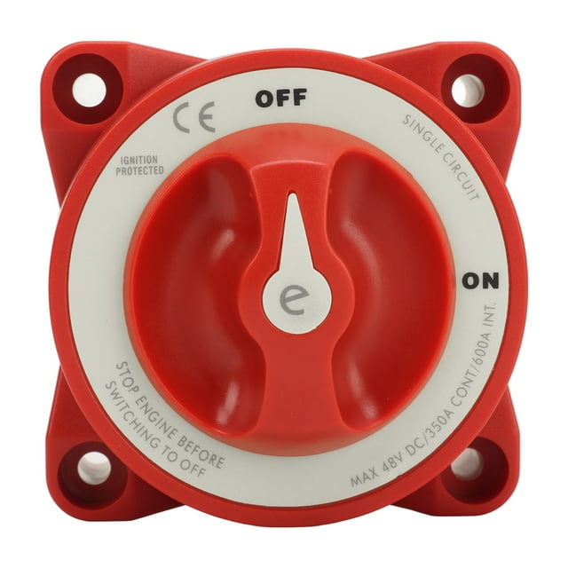 Battery Disconnect Switch, 350A 48V 2 Gear Stud Red Strong Marine Battery Selector Switch For RV Marine Automotive Battery