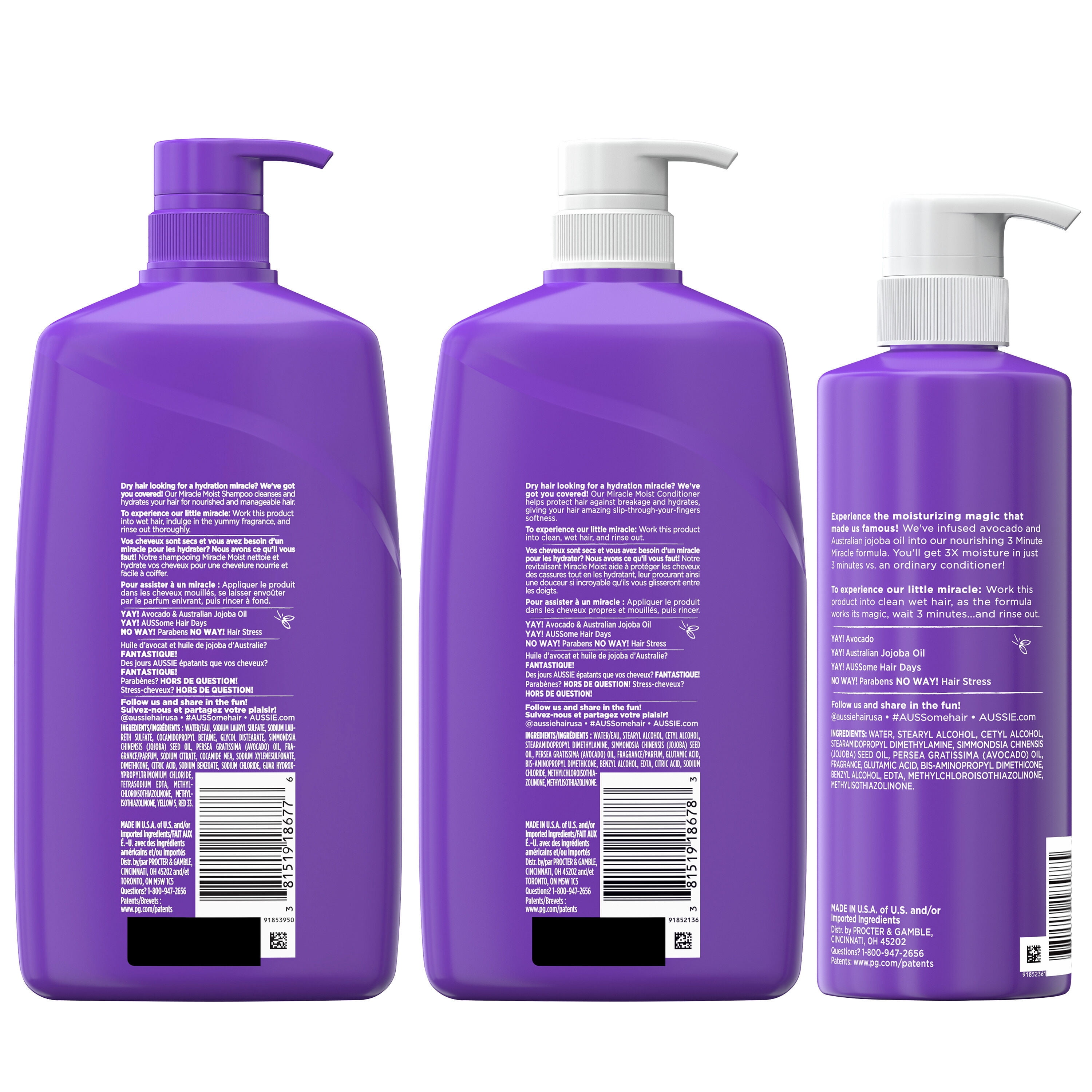 Aussie Miracle Moist Bundle Pack with Shampoo, Conditioner, 3 Minute Treatment - Walmart.com