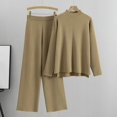 thumbnail image 3 of Scyoekwg Womens 2 Piece Sets Casual Sets Sweater Sets Long Sleeve Tops Wide Leg Pants Matching Outfits Two Piece Set Fashion Lounge Set (Khaki,Free Size), 3 of 7