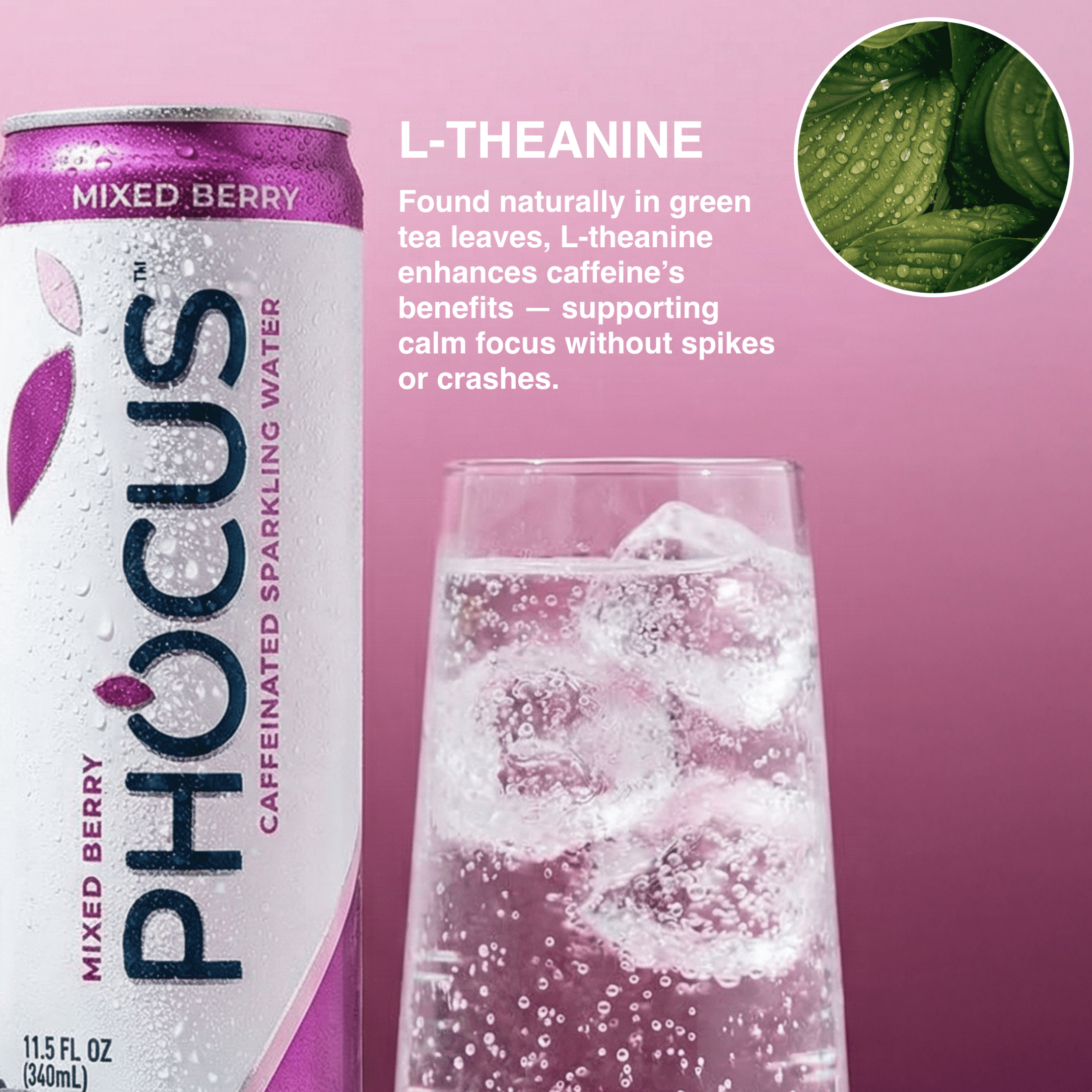 Phocus Caffeinated Sparkling Water Mixed Berry