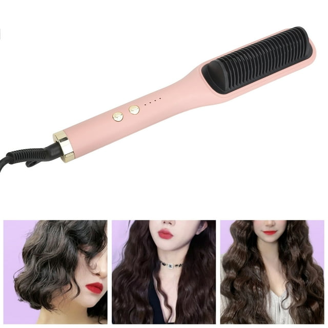 Peine Para Peinar Alisador De Cabello Con Iones Negativos 2 En 1 Con Calentamiento Rápido, Revestimiento Cerámico, Diseño De Reducción De Electricidad Estática Para