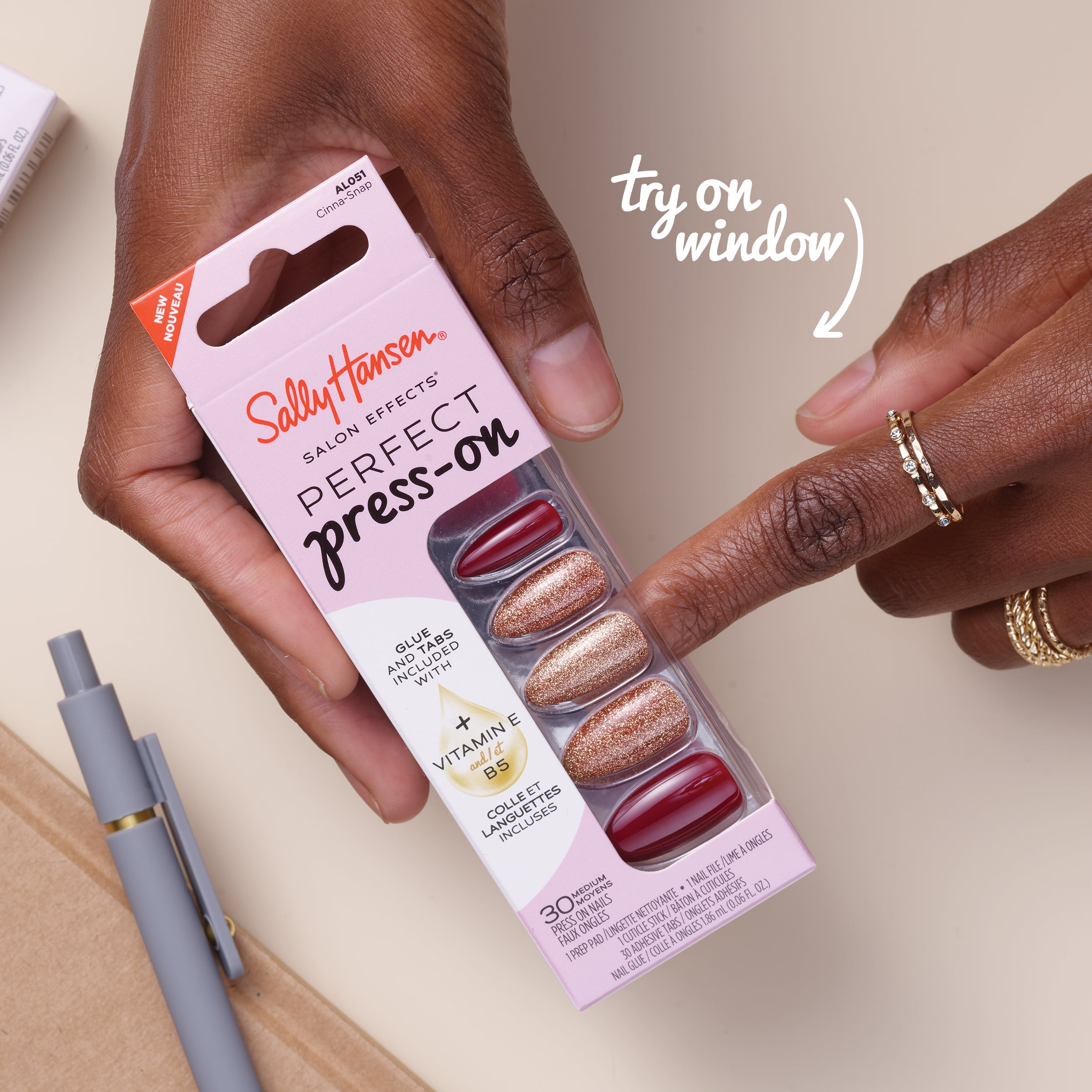 Sally Hansen Salon Effects Perfect Press-On Nails, Swoop There It Is, Non-Damaging, Easy to Apply