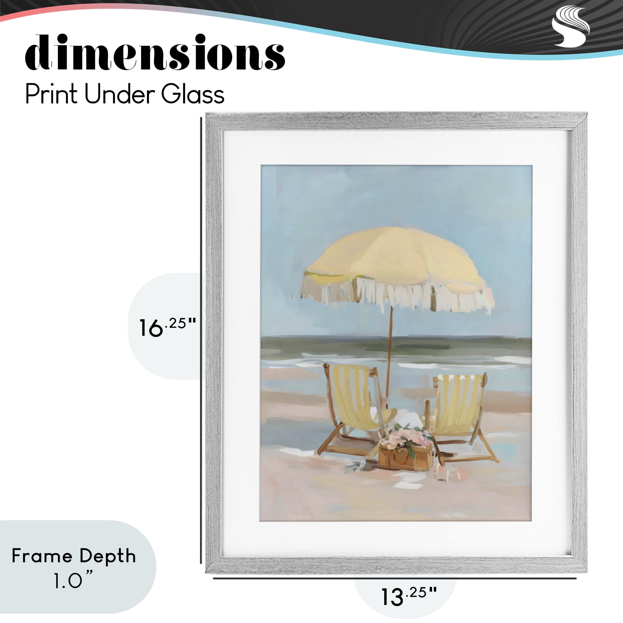 Stupell Industries Yellow Chairs Beach Relaxation Gray Framed Print Under Glass, design by Sisi and Seb