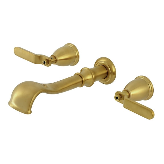 Kingston Brass KS5027KL Hallerbos Two-Handle Wall Mount Roman Tub Faucet, Brushed Brass