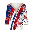 thumbnail image 5 of NSLGXD Blouses for Women Dressy Casual Lace V Neck 3/4 Sleeve T Shirts Independence Day Fashion Butterfly Print Shirts Loose Patriotic Tops for Women, 5 of 5