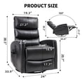thumbnail image 7 of Leumius Swivel Recliner Chair,360° Glider Rocking Chair with Massage and Heating,PU Leather Small Manual Recliner for Nursery Home Theater,Black PU, 7 of 7