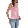 thumbnail image 5 of COCCKO Tank Top for Women 2026 Summer High Neck Sleeveless Striped Shirt Button Hollow Back Fitted Knit Camisole Tops, 5 of 7