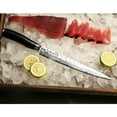 thumbnail image 4 of YOUSUNLONG Fillet Knife Pro Meat Carving Knife Sashimi Knife 24.5cm-Right-handed - Japanese Hammered Damascus Steel Natural Leadwood Handle With Leather Sheath, 4 of 7