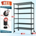 thumbnail image 4 of REIBII 6-Tier Wire Shelving Unit with Wheels, 82"H x 45"W x 18"D, 1200LBS Capacity,Adjustable Metal Storage Shelves for Garage,Kitchen,Pantry,Black, 4 of 10