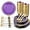 Purple, variant on 175PCS Pink Plastic Plates - Disposable Pink Gold Party Plates & Pre Rolled Napkins with Cutlery for 25 Guests, 50Plates, 75Silverware, 25Cups, 25Napkin for Wedding & Party