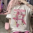 thumbnail image 5 of Camiseta Y2k Harajuku para mujer, camiseta de manga corta con estampado de gato rosa para mujer, camiseta holgada de dibujos animados Ins, ropa bonita 2023, 5 of 5