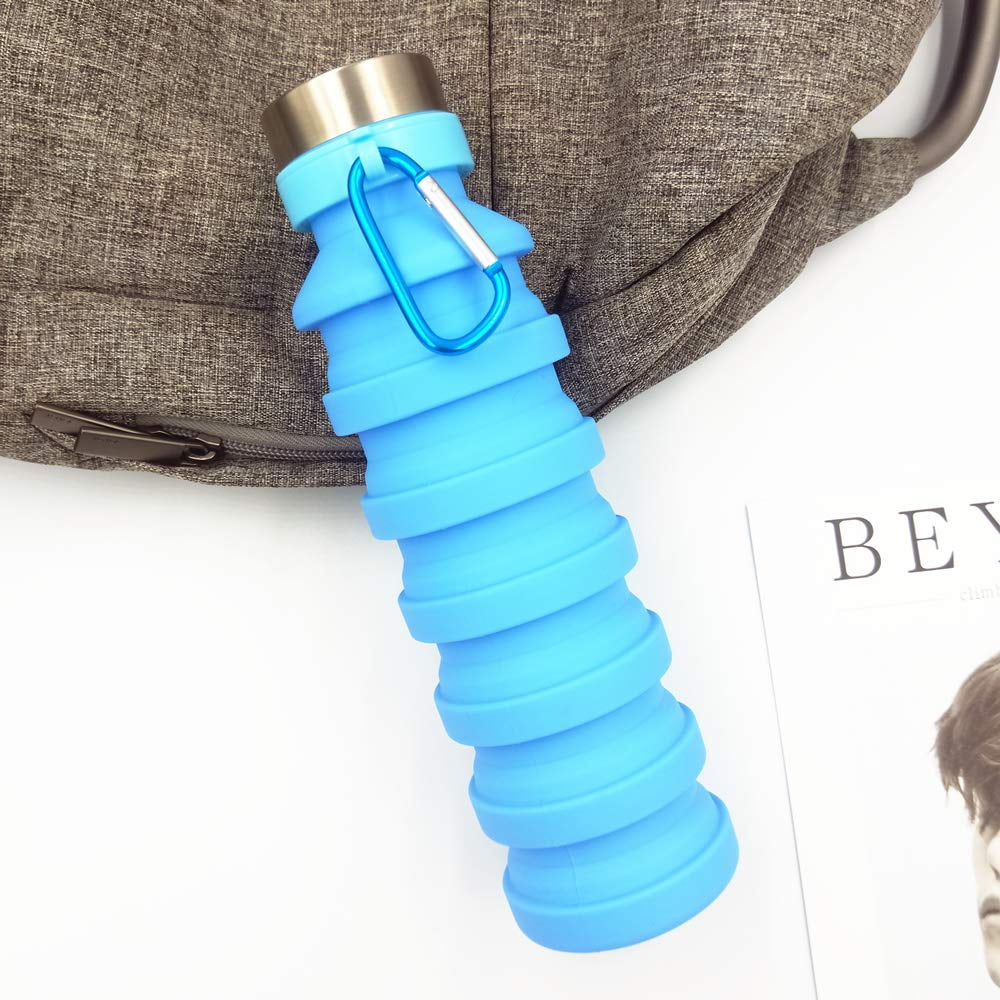 Collapsible Reusable Water Bottle with Carabiner Clip by Activiva - Light  Weight Leak Proof Foldable…See more Collapsible Reusable Water Bottle with