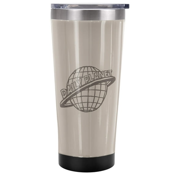 Superman Official The Daily Planet 20 oz Travel Tumbler, Stainless Steel, Vacuum Insulated with Leak Resistant Slide-Lock Lid