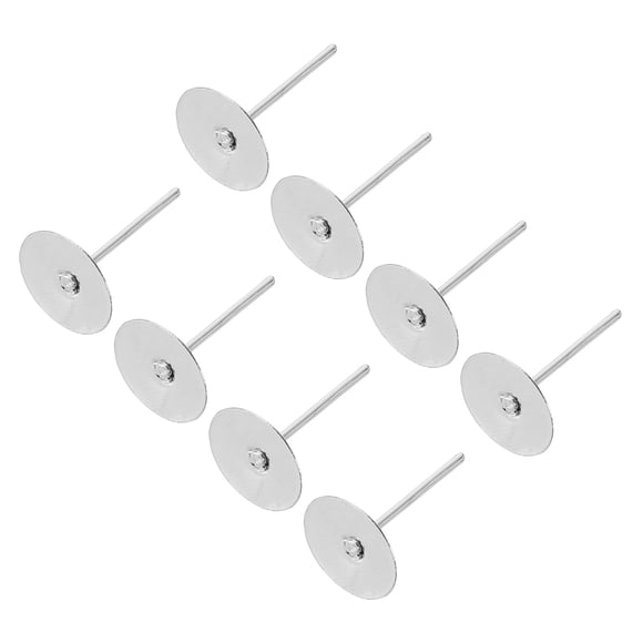 100Pack Earring Posts, 8mm/0.3inch Stainless Steel Earring Studs, Silver