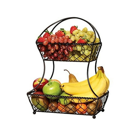 Gourmet Basics By Mikasa Lattice 2 Tier Metal Fruit Basket Antique Gourmet Basics By Mikasa Lattice 2 Tier Metal Fruit Basket Antique Black