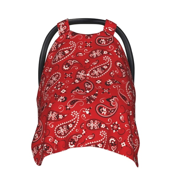 Car Seat Cover Baby - Red Paisley Floral Breathable Infant Car Seat Cover for Baby Carseat, Lightweight Comfort Baby Essentials Must Haves Newborn Stuff for Girl Boy