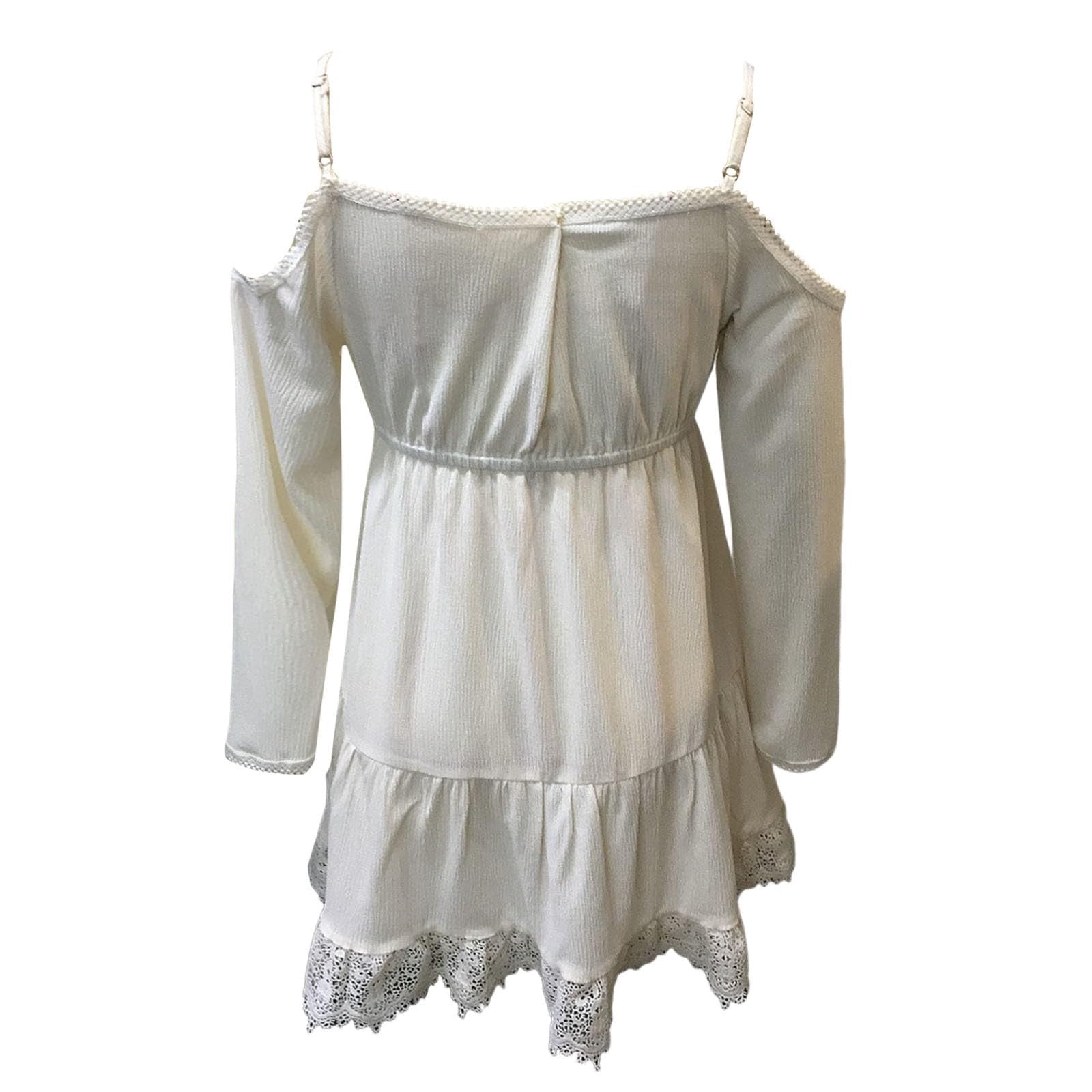 Oplxuo Women's Vintage Short Dress Sexy Strapless Long Sleeve Western Dresses with Adjustable Straps